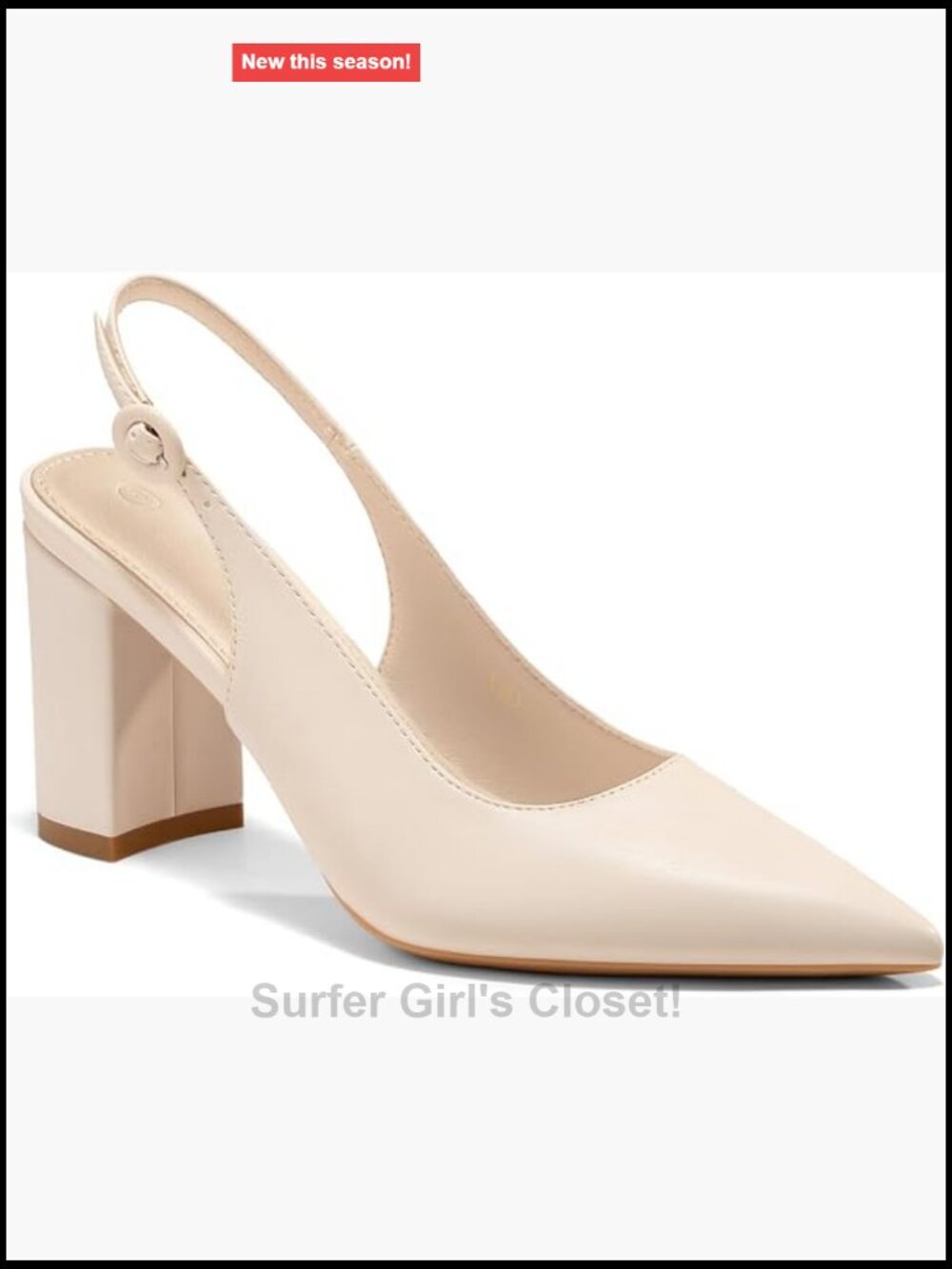 Women's Slingback Block Heels Pointed Closed Toe Work Dress Shoes